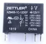 Zettler Pcb Relay To 12v - 12vdc 10a-277vac Relay, 1 Changeover