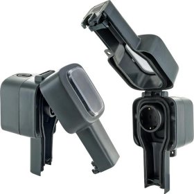Schwaiger Appliance Socket - Solar Soad1000 Outdoor Surface-mounted Socket Ip56 - With Flexible Cable Entry For Straight And Angled Plugs