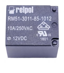 Relpol Pcb Relay To 12v - 12vdc 10a-250vac Relay, 1 Changeover