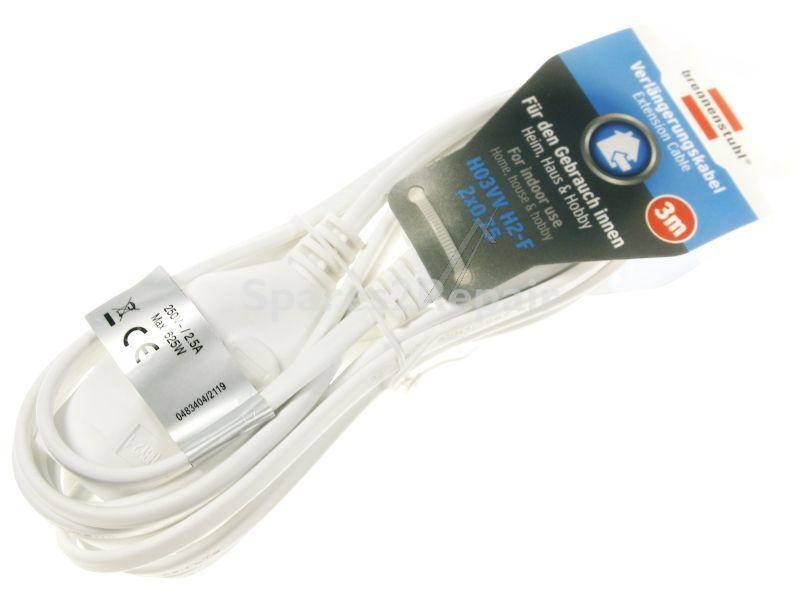 Brennenstuhl Power Supply Cable - 1161660 3m Lengthening Cable H03vvh2-f 2x0 75 - Euro Plug