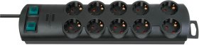 BRENNENSTUHL 10 Way Socket Outlet Switch PRIMERA-LINE STECKDOSENLEISTE 10-FACH SCHWARZ 2M, 5-FACH SCHALTBARE STECK
