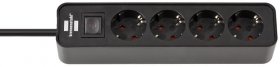 BRENNENSTUHL 4 Way Socket Outlet Switch ECOLOR 4 WAY SOCKET OUTLET SWITCH 1,5M BLACK + SWITCH DE