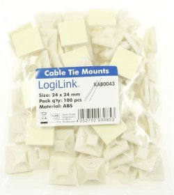 Logilink Cable Ties Accessories - Cable Tie Mounts, 100 Pcs, 24x24mm
