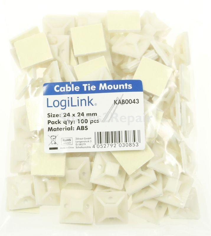 Logilink Cable Ties Accessories - Cable Tie Mounts, 100 Pcs, 24x24mm
