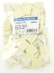 Logilink Cable Ties Accessories - Cable Tie Mounts, 100 Pcs, 28x28mm