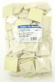 Logilink Cable Ties Accessories - Cable Tie Mounts, 100 Pcs, 39.5mmx39.5mm