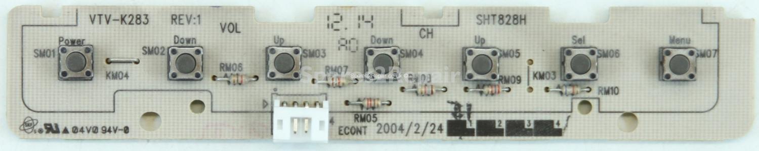 Hitachi 28LD5200E - Buttons - VTV-K283 - REV:1 - SHT828H - 454AAV88001 - REV:1A (Without Plastic)