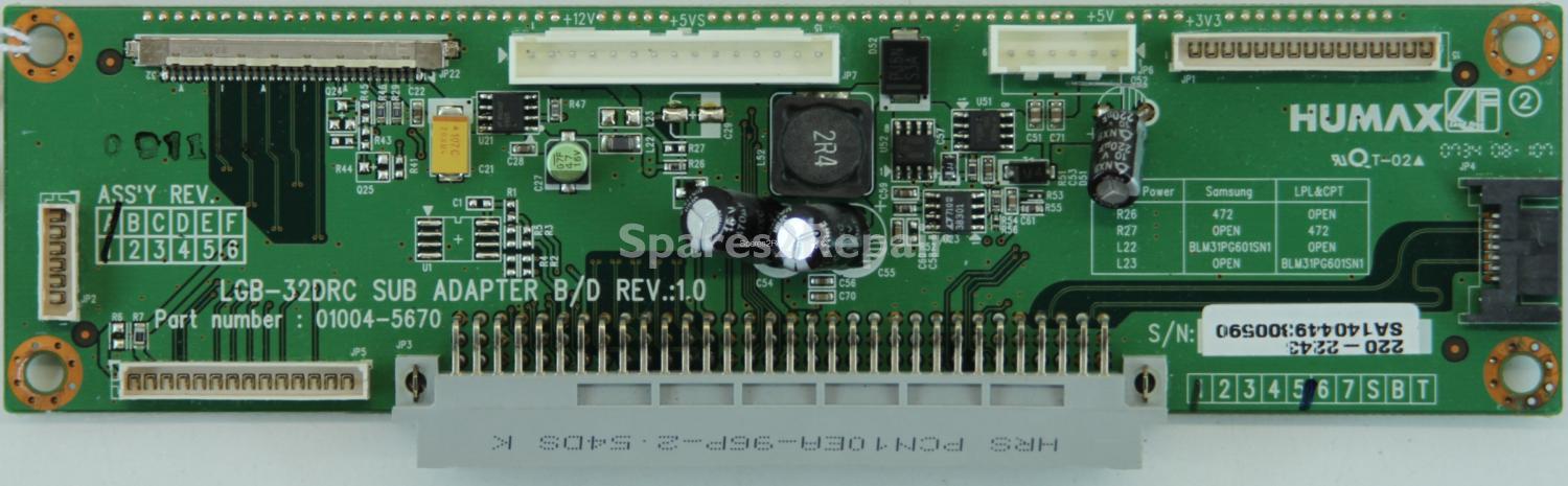 Humax LP32-TDR1 - Connector Board - LGB-32DRC SUB ADAPTER B/D REV.:1.0 - 01004-5670 REV.A1