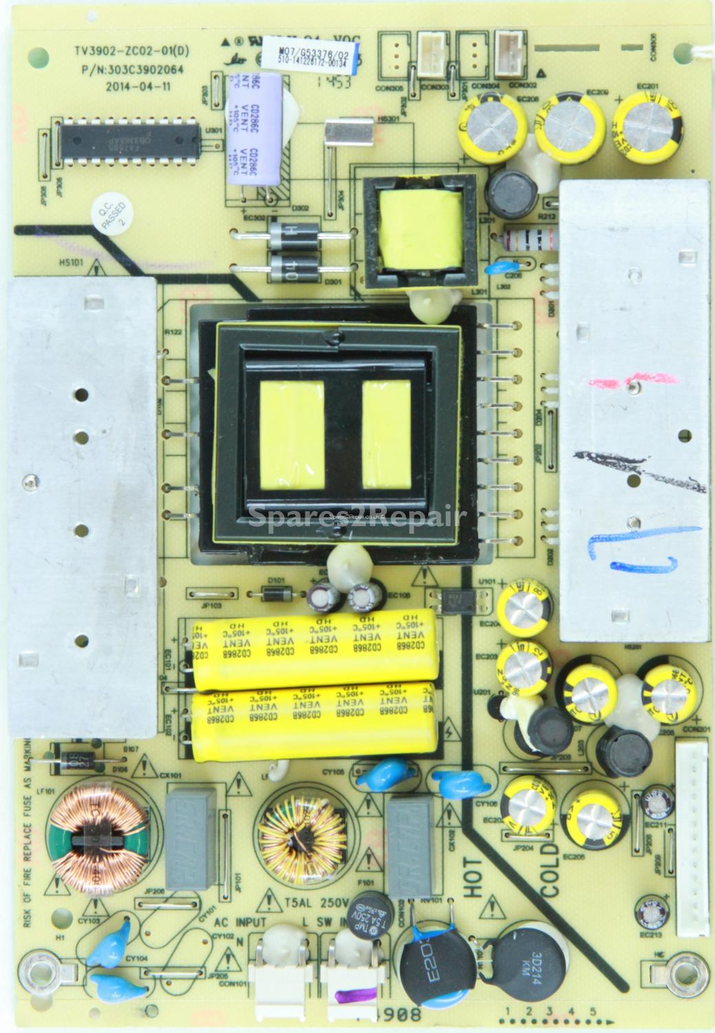 JVC LT-40C540 - Power Supply - TV3902-ZC02-01(D) - 303C3902064 - M07/G53376/02