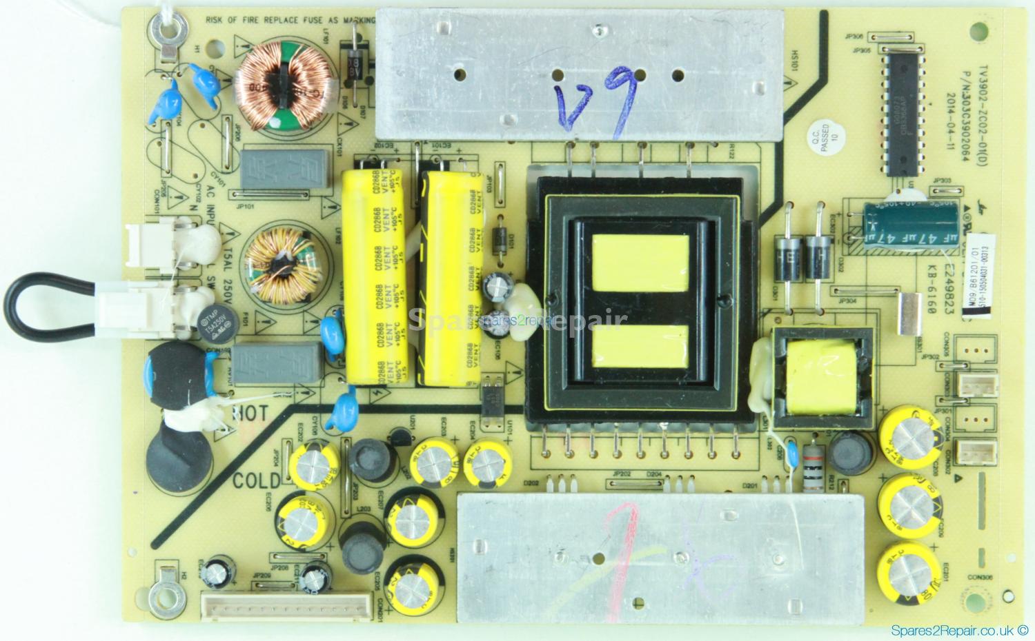 JVC LT-40C550 - Power Supply - TV3902-ZC02-01(D) - 303C3902064