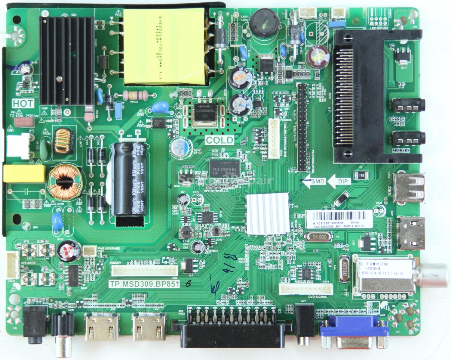 Logik L32HE13B - Main AV - A14051586 - LSC320AN02 - TP.MSD309.BP851 - T32W163THC