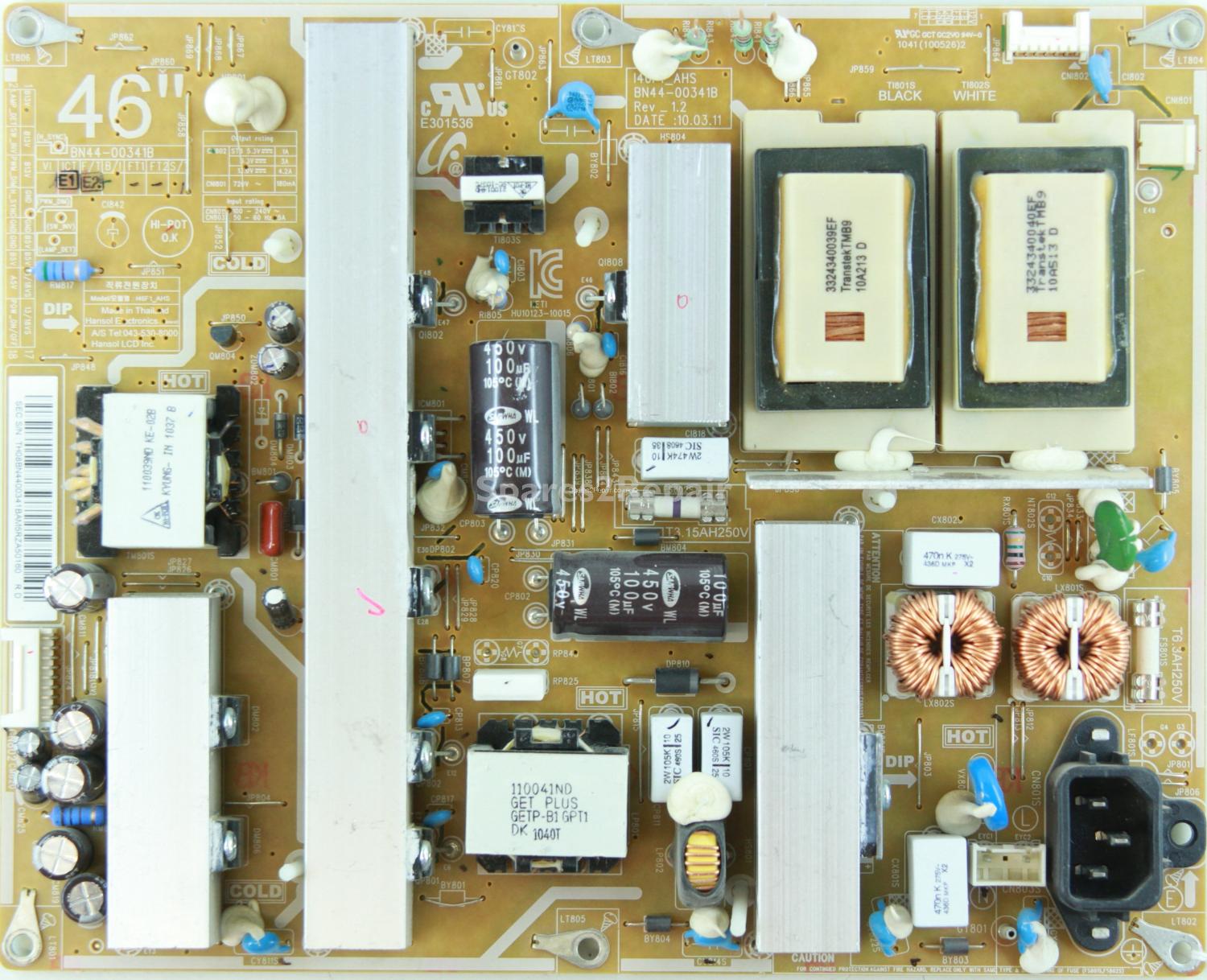 Samsung LE46C580J1K - Power Supply - BN44-00341B - REV1.2 - I46P1_AHS
