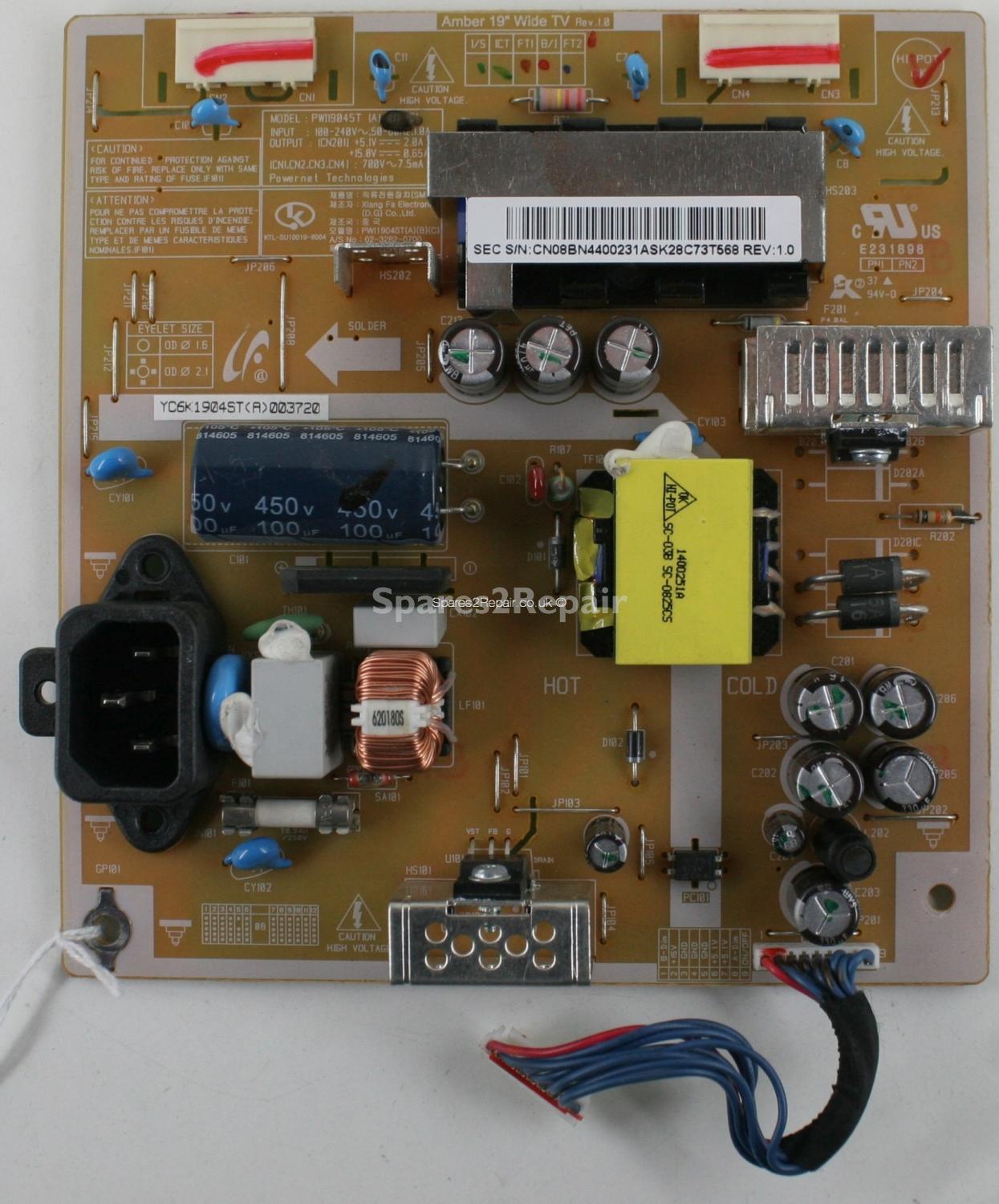 Samsung LE19A656A1D - Power Inverter - BN44-00231A - Rev 1.0 - PWI1904ST