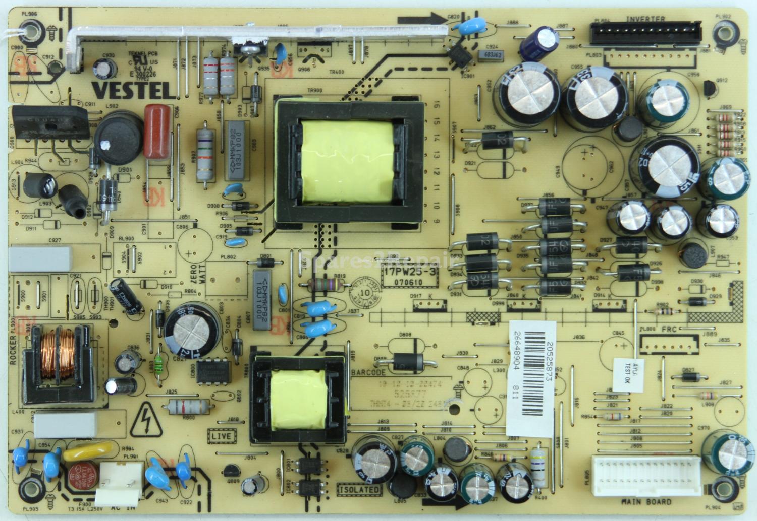 Toshiba 32BV700B - PSU - 20525873 - 17PW25-3 - 070610
